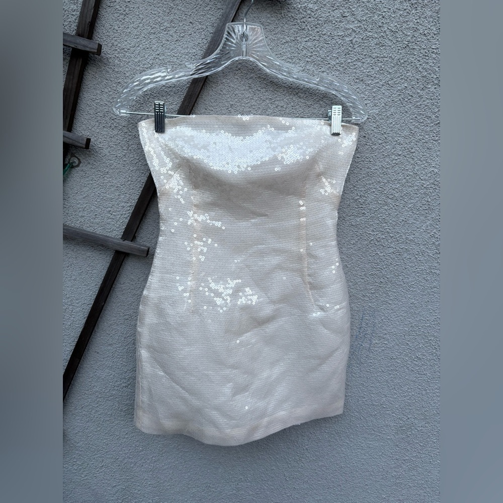 MISCREANTS Sequin Mini Dress in Cream